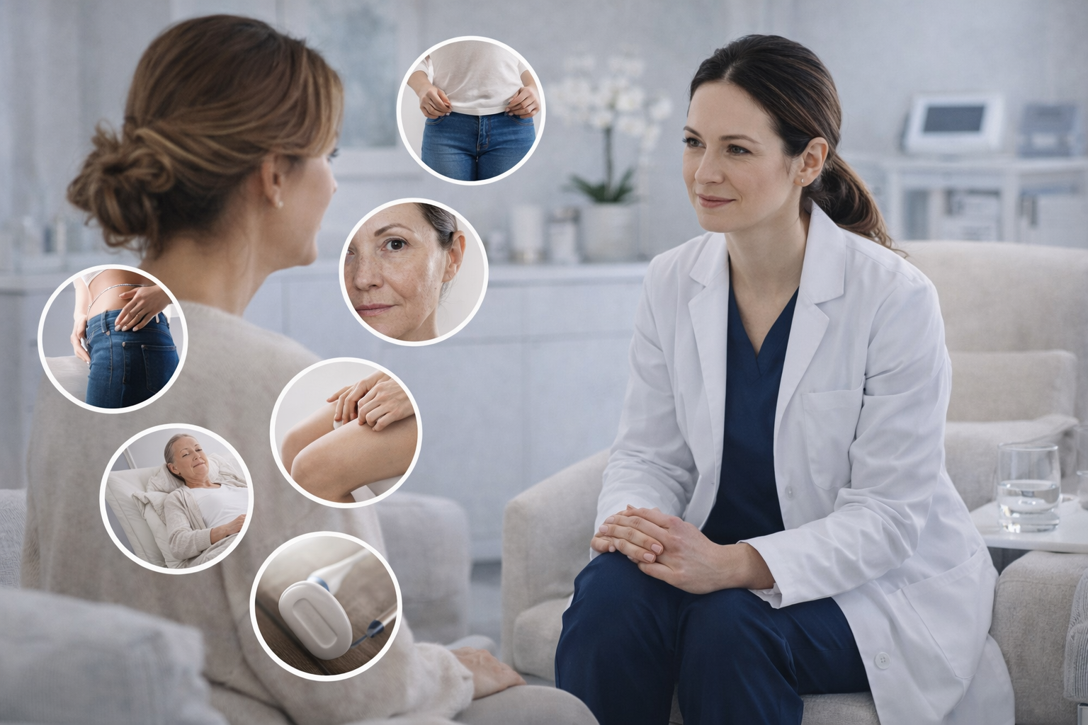 A calm and welcoming treatment room, designed to provide a comfortable and reassuring environment for patients beginning their non-surgical aesthetic care journey